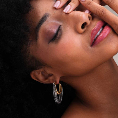 Gold & Silver Chain Hoop Earrings