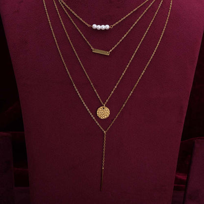 Pearl And Chain Layered Necklace