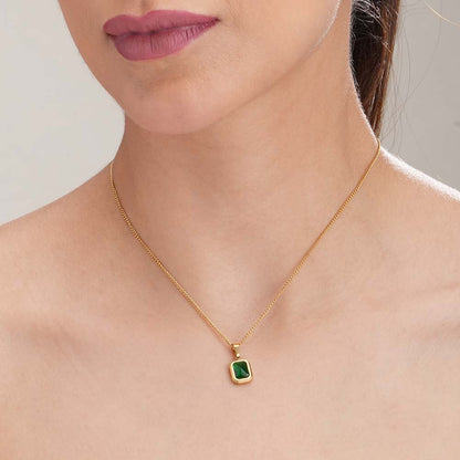 Everyday Exquisite Green Stone Gold Necklace
