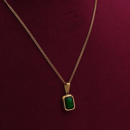 Everyday Exquisite Green Stone Gold Necklace