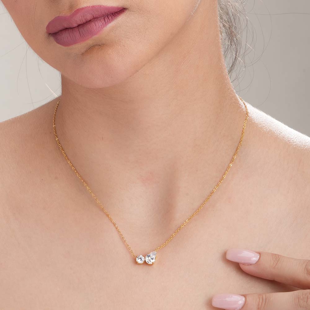 Double Drop Delicacy Gold Chain Necklace