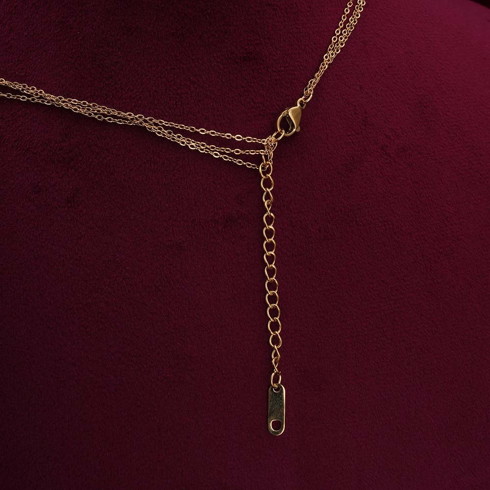 Stone Studded Layered Charm Chain Necklace