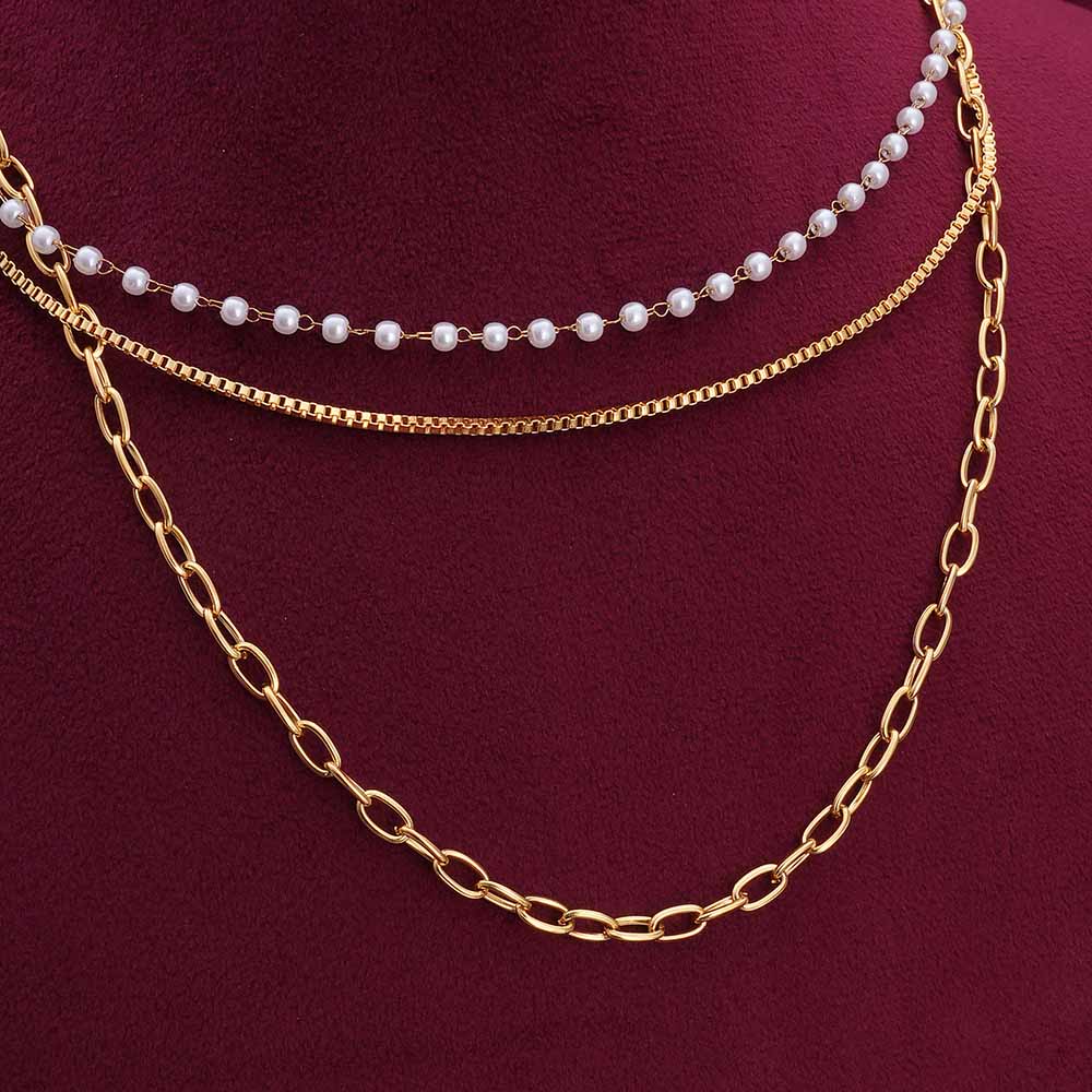 Classic Pearl Layered Gold Necklace