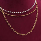 Classic Pearl Layered Gold Necklace