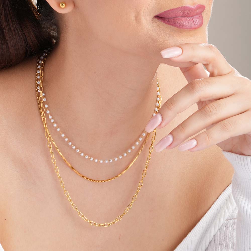 Classic Pearl Layered Gold Necklace