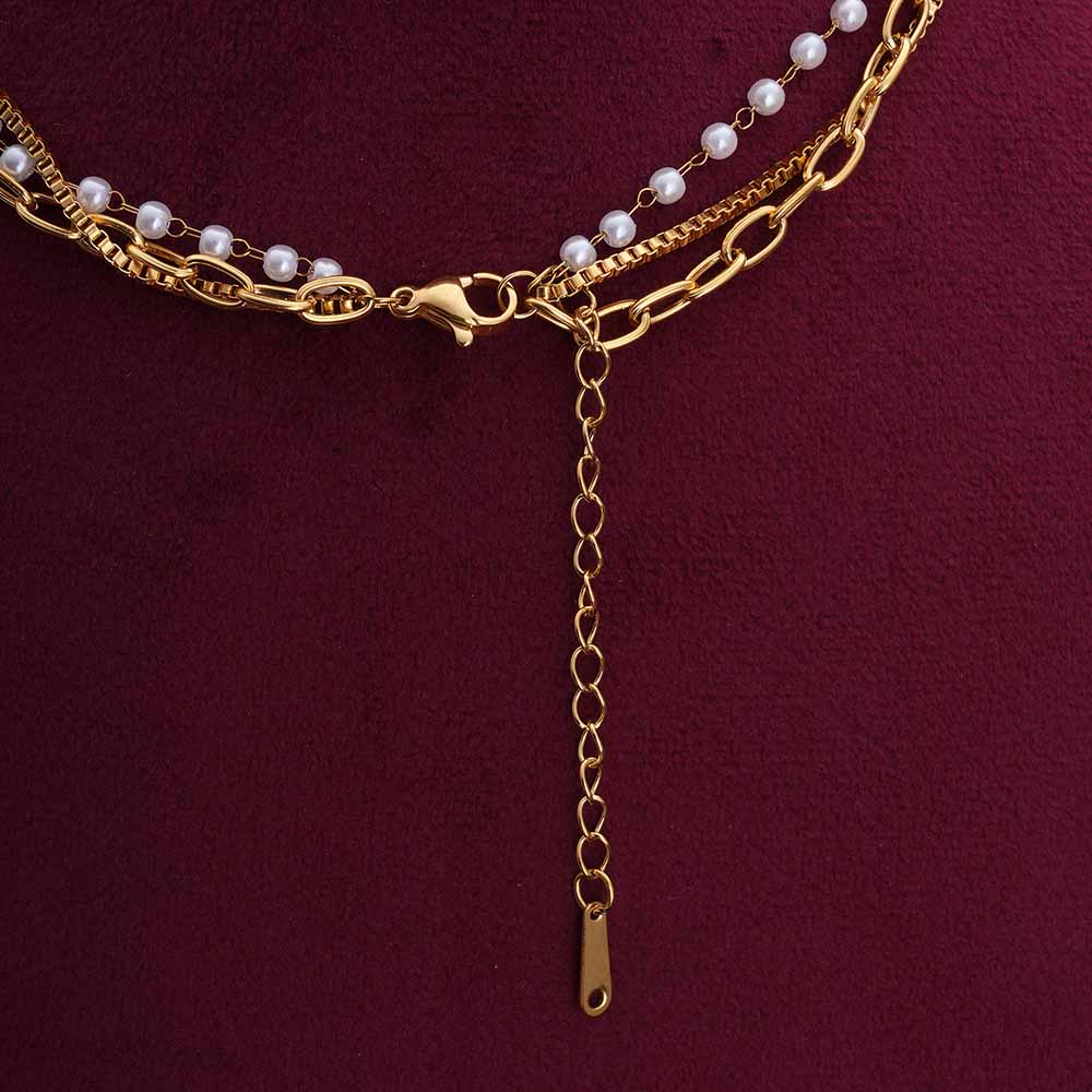Classic Pearl Layered Gold Necklace