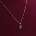 Blue Tapestry Gold Stone Necklace