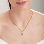 Cuff Bracelet With Ring & Everyday Exquisite Brown Stone Gold Necklace Combo Set