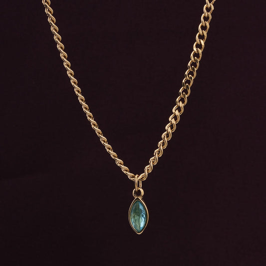 Shimmering Tear Blue Birthstone Necklace
