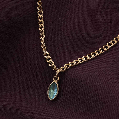 Shimmering Tear Blue Birthstone Necklace