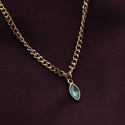 Shimmering Tear Blue Birthstone Necklace