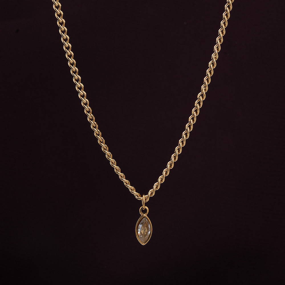Diamond Dewdrop Brown Birthstone Necklace