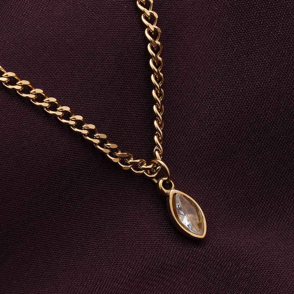Diamond Dewdrop Brown Birthstone Necklace