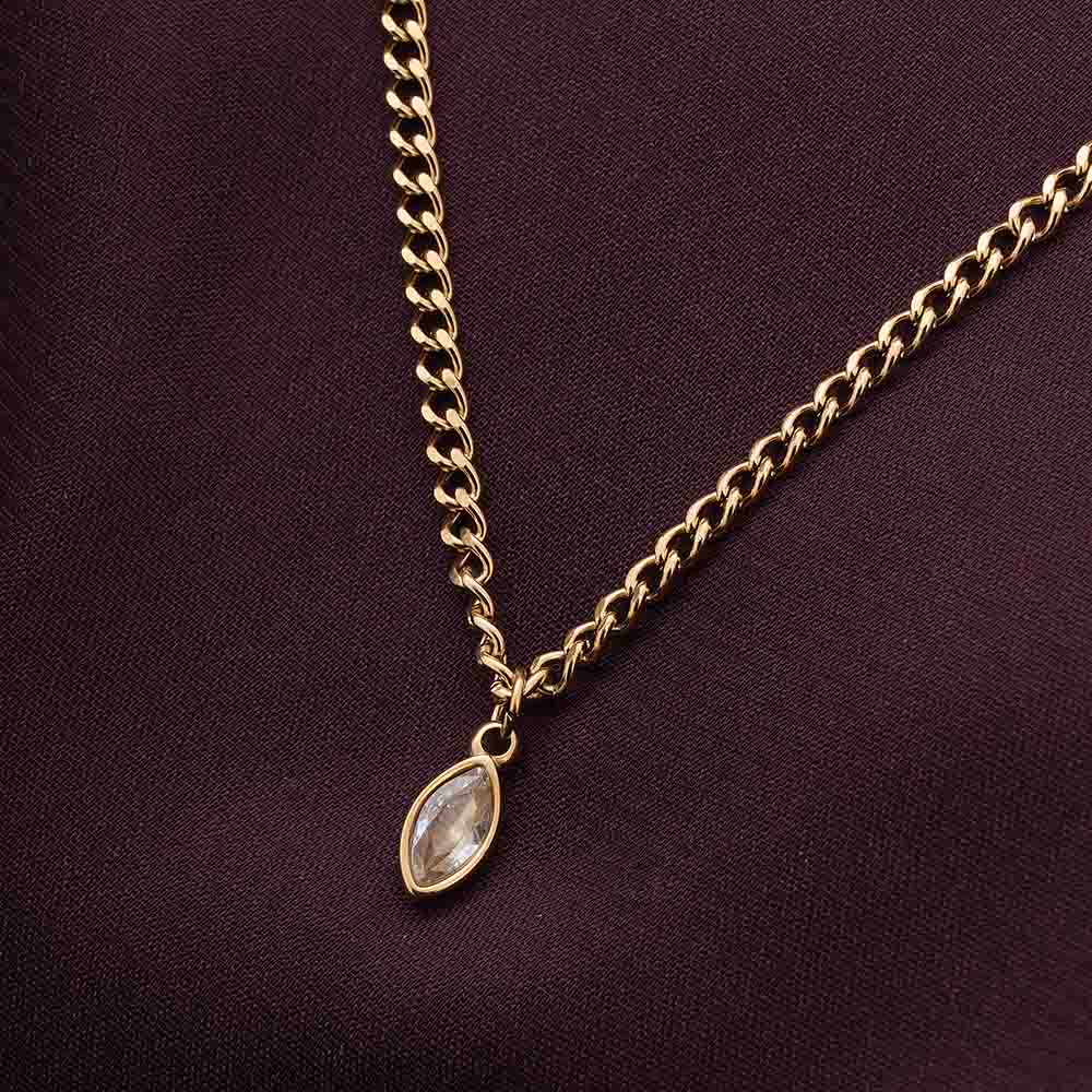 Diamond Dewdrop Brown Birthstone Necklace
