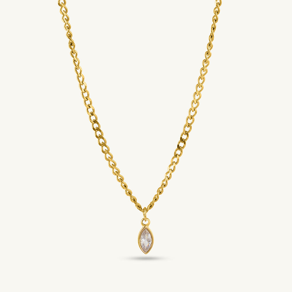 Diamond Dewdrop Brown Birthstone Necklace