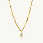 Diamond Dewdrop Brown Birthstone Necklace