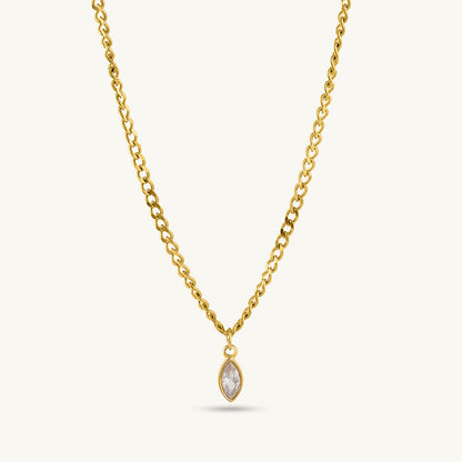 Diamond Dewdrop Brown Birthstone Necklace