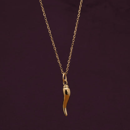 Minimalist Gold Chili Charm Necklace