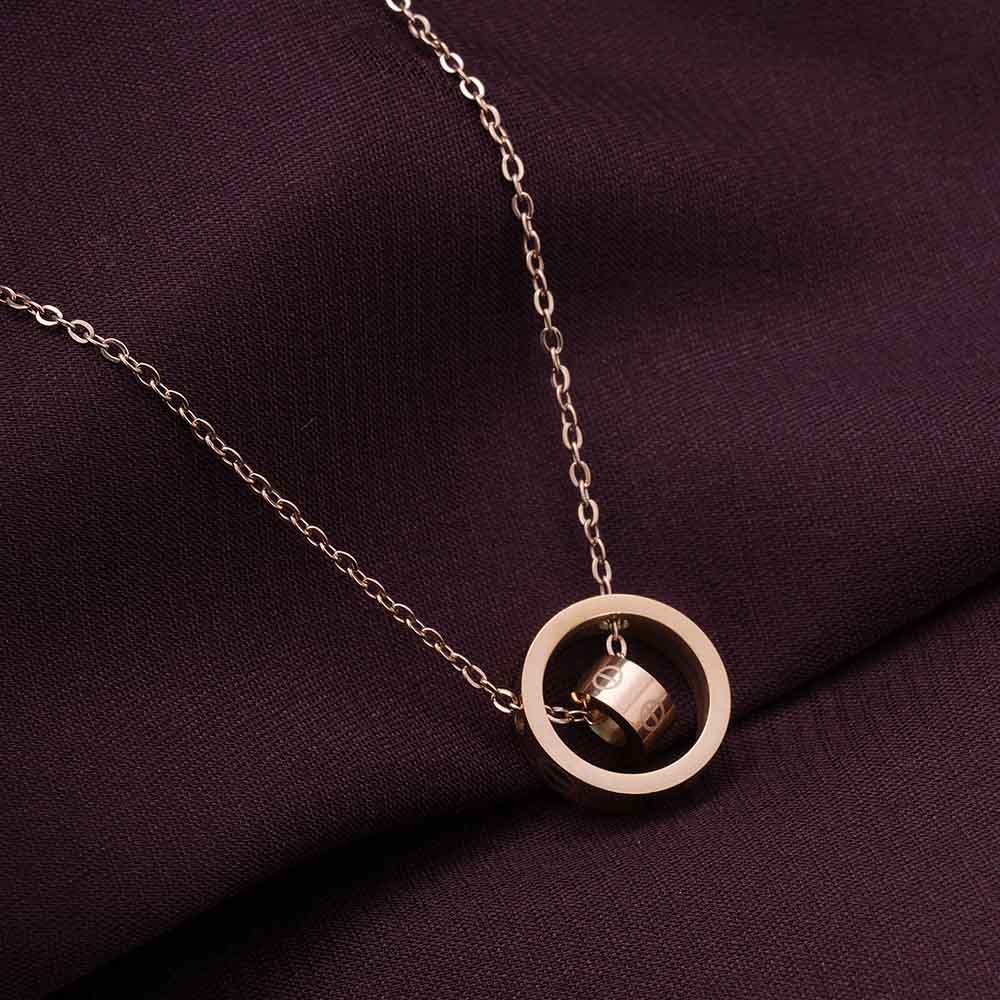 Dual Ring Rose Gold Necklace