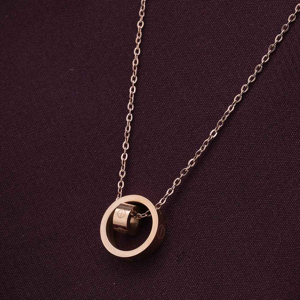 Dual Ring Rose Gold Necklace