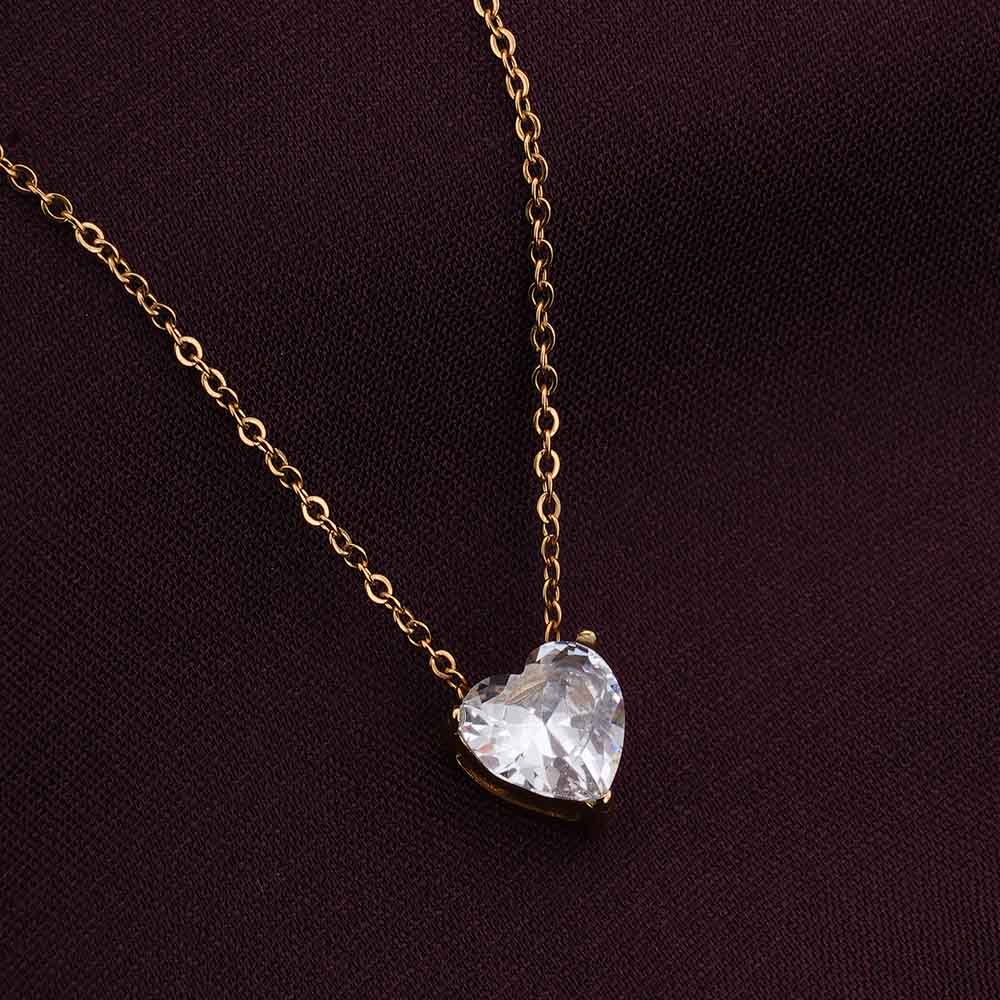 Dainty Solitaire Ring & Sparkling Hearts Gold Necklace Gift set