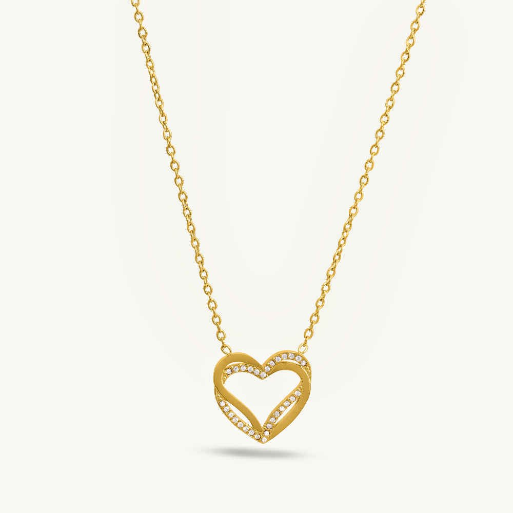 Dizzle Heart Gold Necklace Love Gift set
