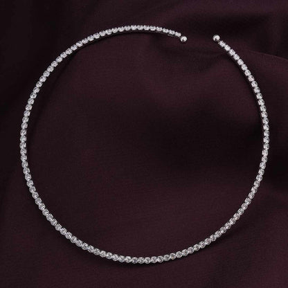 Sparkling Circle Silver Minimal Necklace