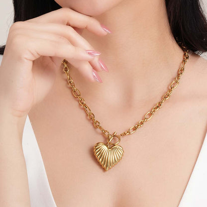 Engraved Heart Chain Necklace