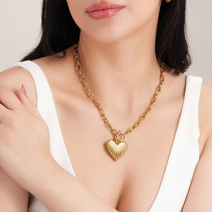 Engraved Heart Chain Necklace