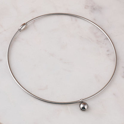 Stylish Silver Ball Choker Necklace