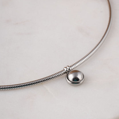 Stylish Silver Ball Choker Necklace