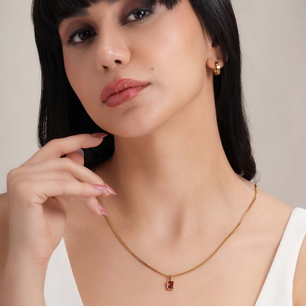 Graceful Vermilion Red Stone Pendant