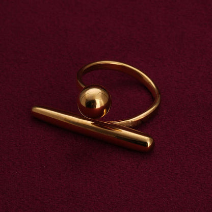 Golden Bar & Ball Adjustable Gold Ring