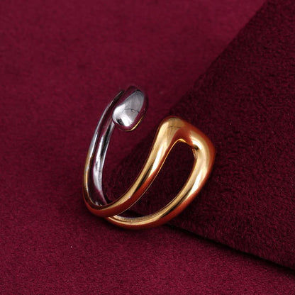 Twisted Silver Gold Tone Ring