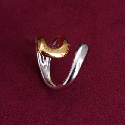 Twisted Silver Gold Tone Ring