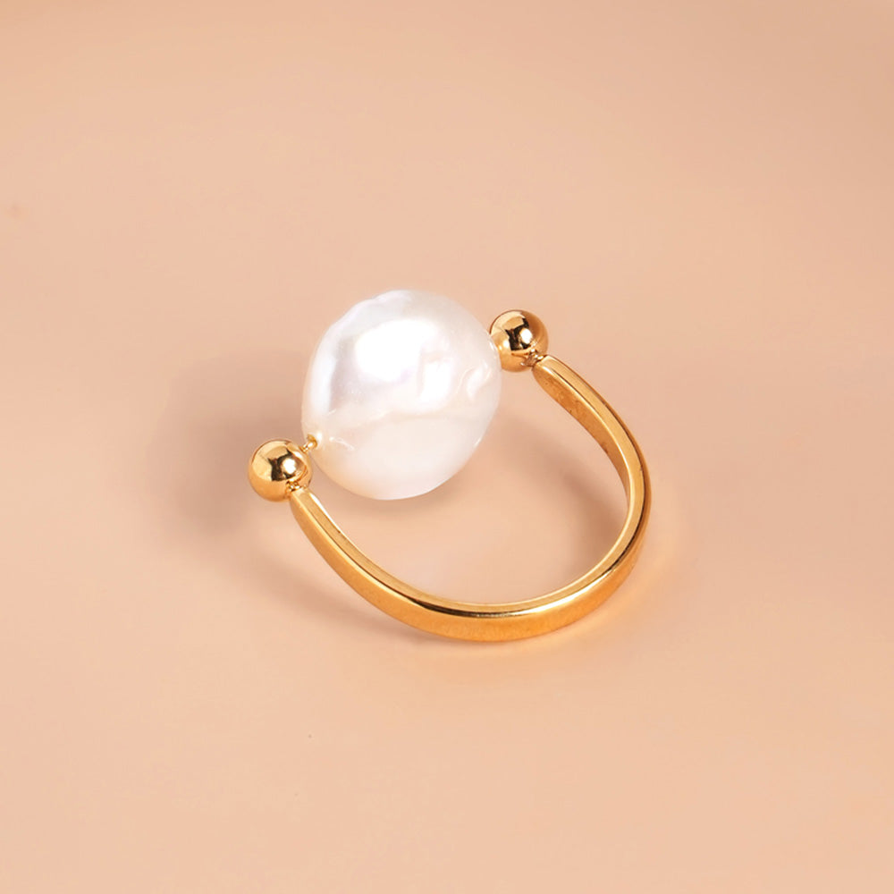 Classy Flat Pearl Ring