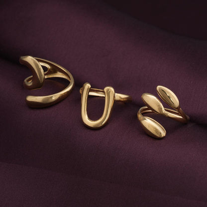 Abstract Gold Ring Set