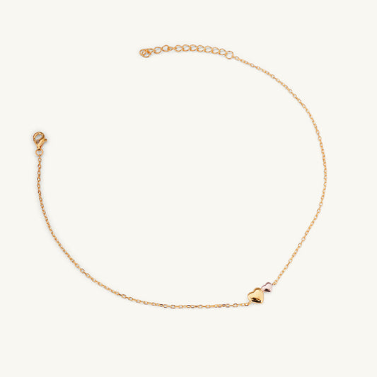 Two Hearts Anklet | 18K Gold Vermeil Plated