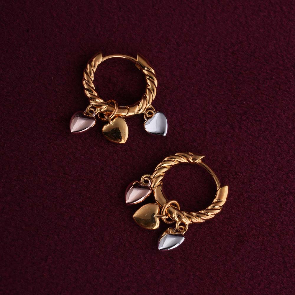 Tri-Heart Hoops | 18K Gold Vermeil Plated