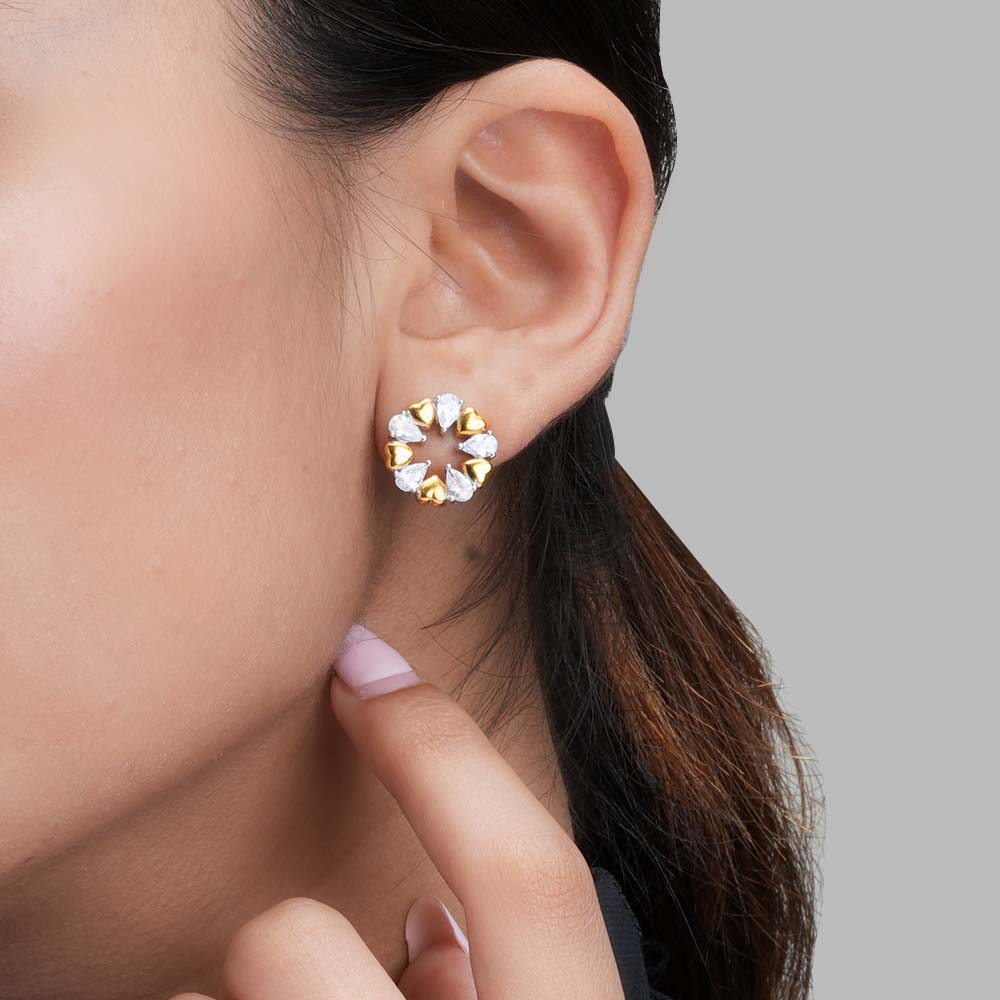 Bling Pulse Diva Stud Earrings | 18K Gold Vermeil Plated