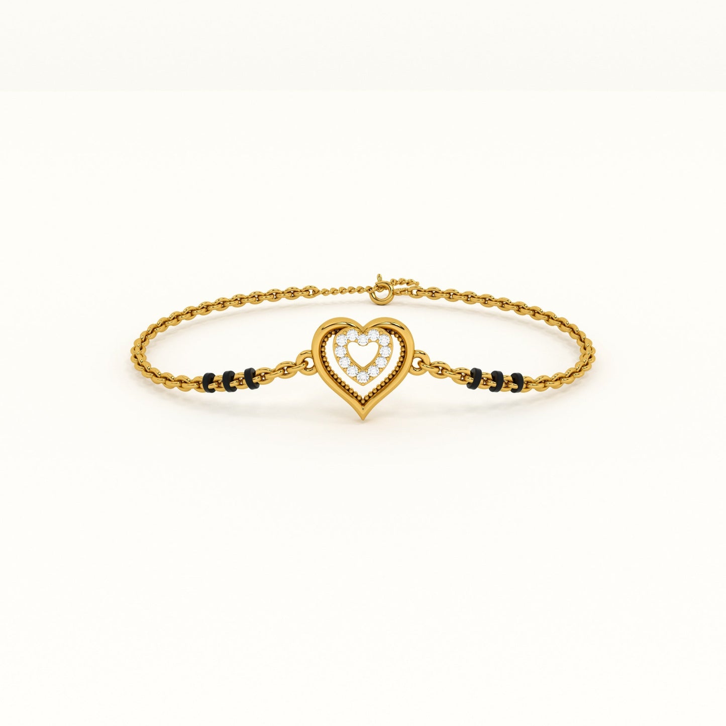 Heart-Shaped 925 Sterling Silver Mangalsutra Bracelet | BIS Hallmarked | 18k Gold Vermeil