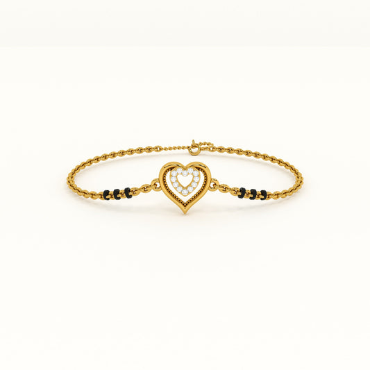 Heart-Shaped 925 Sterling Silver Mangalsutra Bracelet | BIS Hallmarked | 18k Gold Vermeil