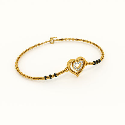 Heart-Shaped 925 Sterling Silver Mangalsutra Bracelet | BIS Hallmarked | 18k Gold Vermeil