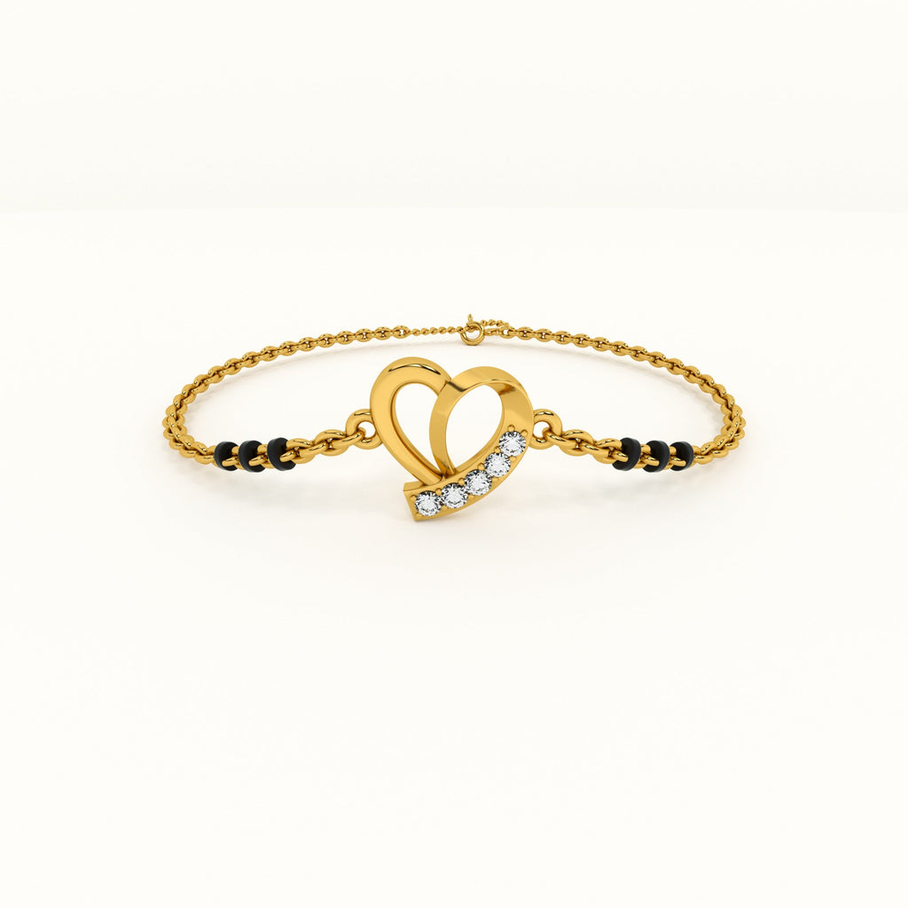 Delicate Heart 925 Sterling Silver Mangalsutra Bracelet | BIS Hallmarked | 18k Gold Vermeil