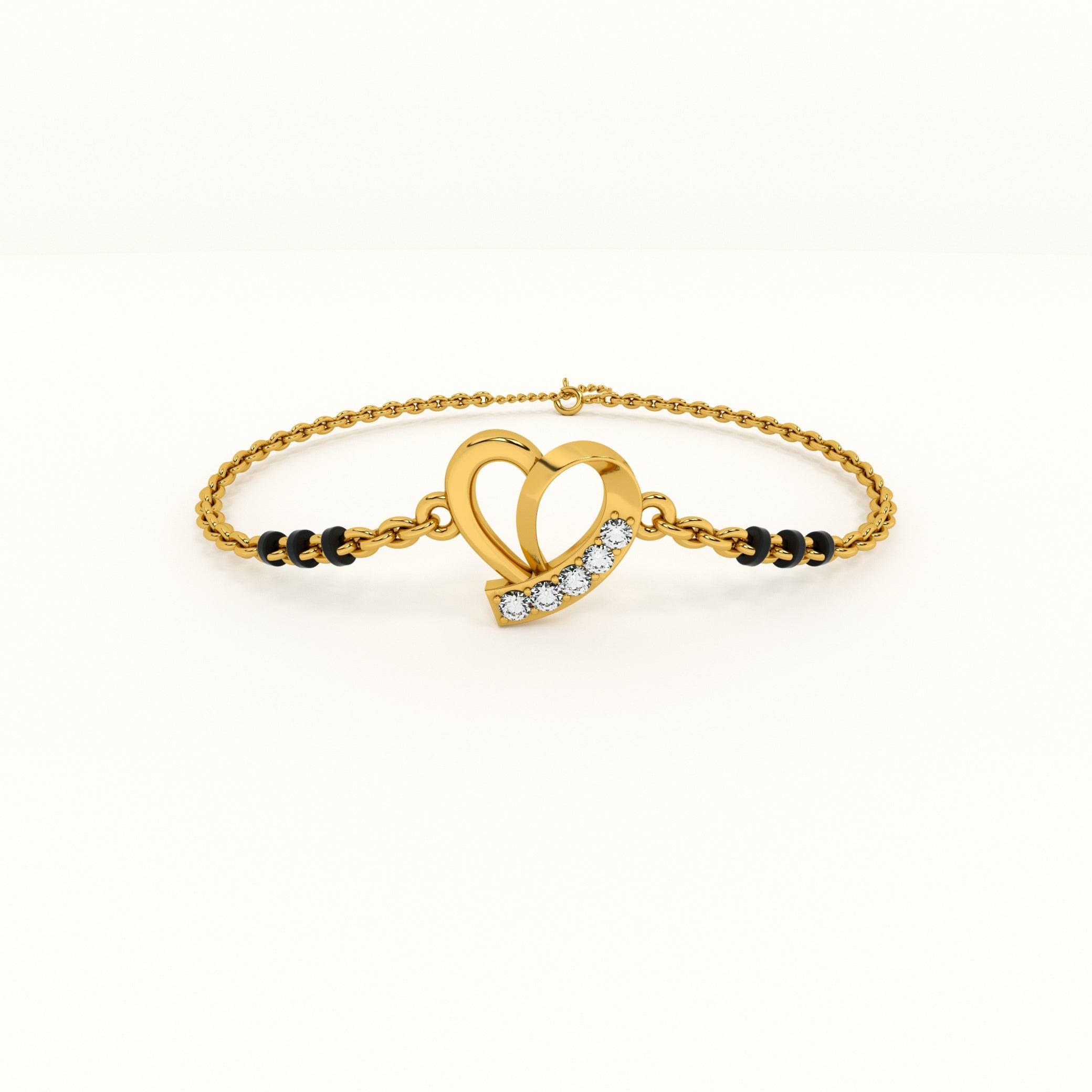 Delicate Heart 925 Sterling Silver Mangalsutra Bracelet | BIS Hallmarked | 18k Gold Vermeil