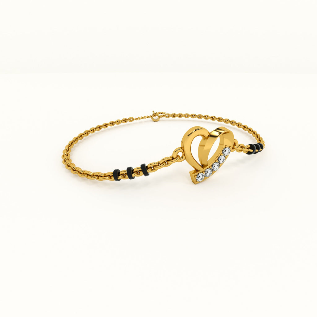 Delicate Heart 925 Sterling Silver Mangalsutra Bracelet | BIS Hallmarked | 18k Gold Vermeil