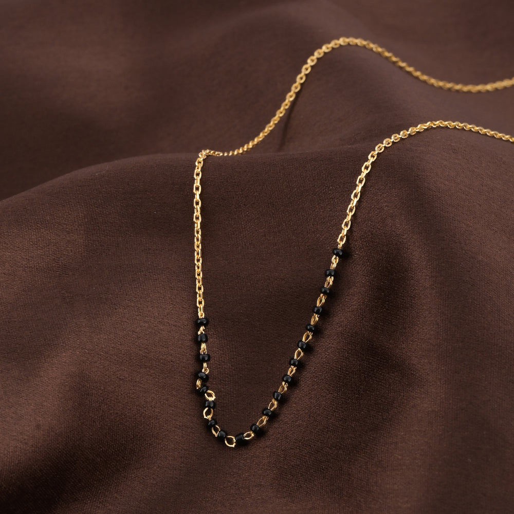 Simple Gold Black Beads Mangalsutra