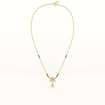 Floral Solitaire Pendant 925 Sterling Silver Mangalsutra