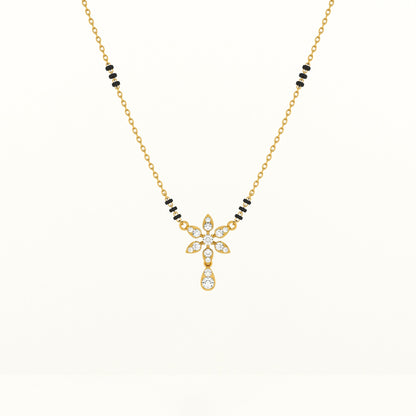 Floral Solitaire Pendant 925 Sterling Silver Mangalsutra