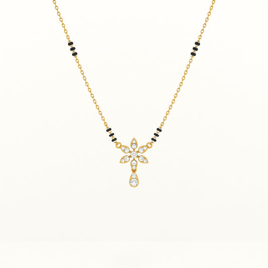 Floral Solitaire Pendant 925 Sterling Silver Mangalsutra